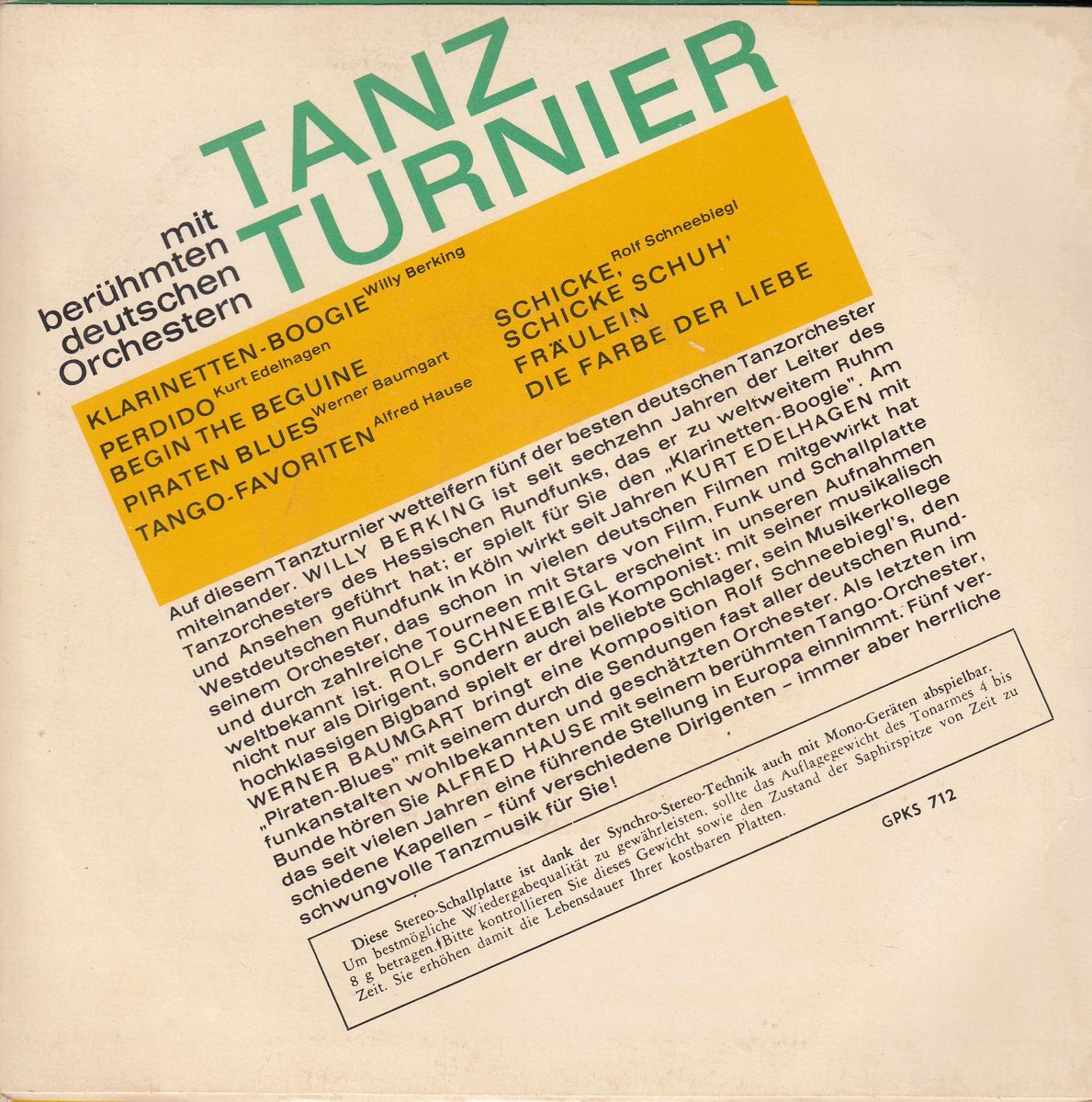 Various - Tanzturnier Mit Berühmten Deutschen Orchestern