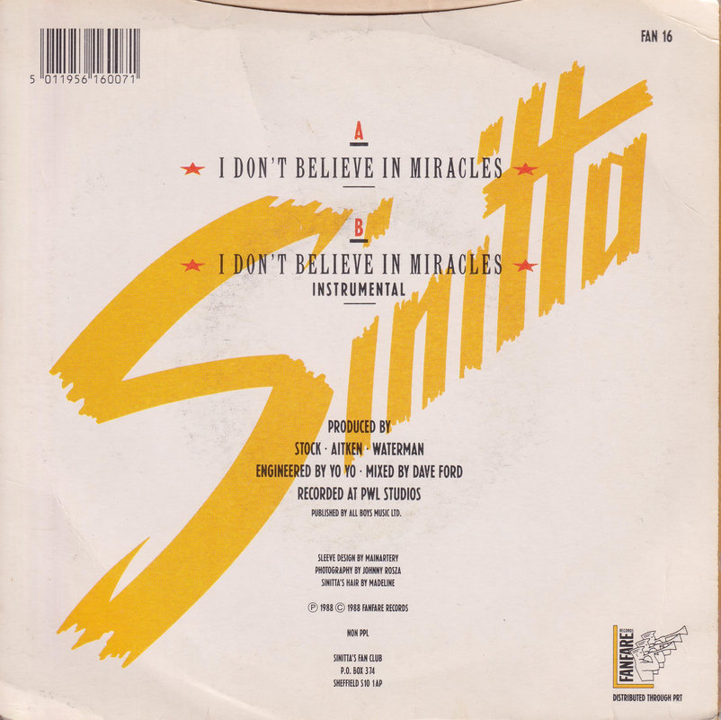 Sinitta – I Don't Believe In Miracles (UK)