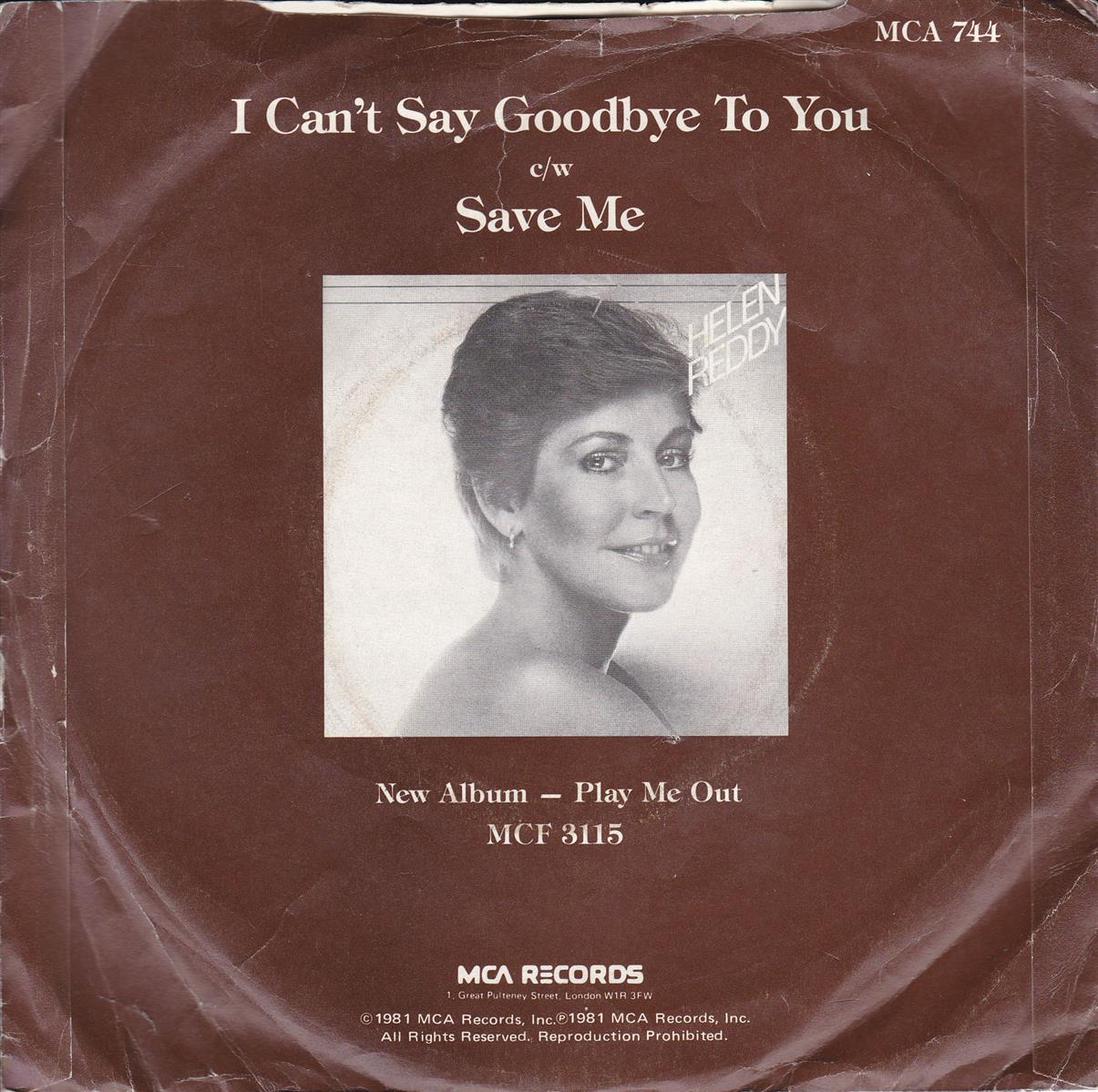 Helen Reddy - I Can't Say Goodbye To You (UK)