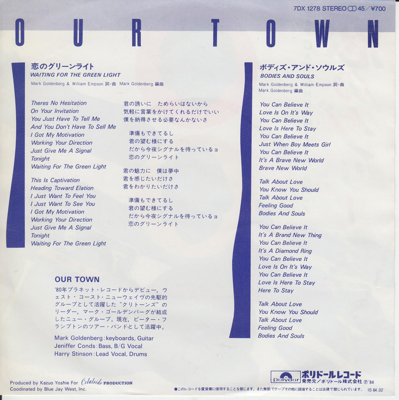 Our Town - Waiting For The Green Light (Japan)