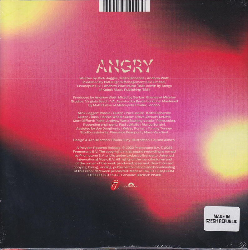 Rolling Stones – Angry (Single Sided) (Red Vinyl)