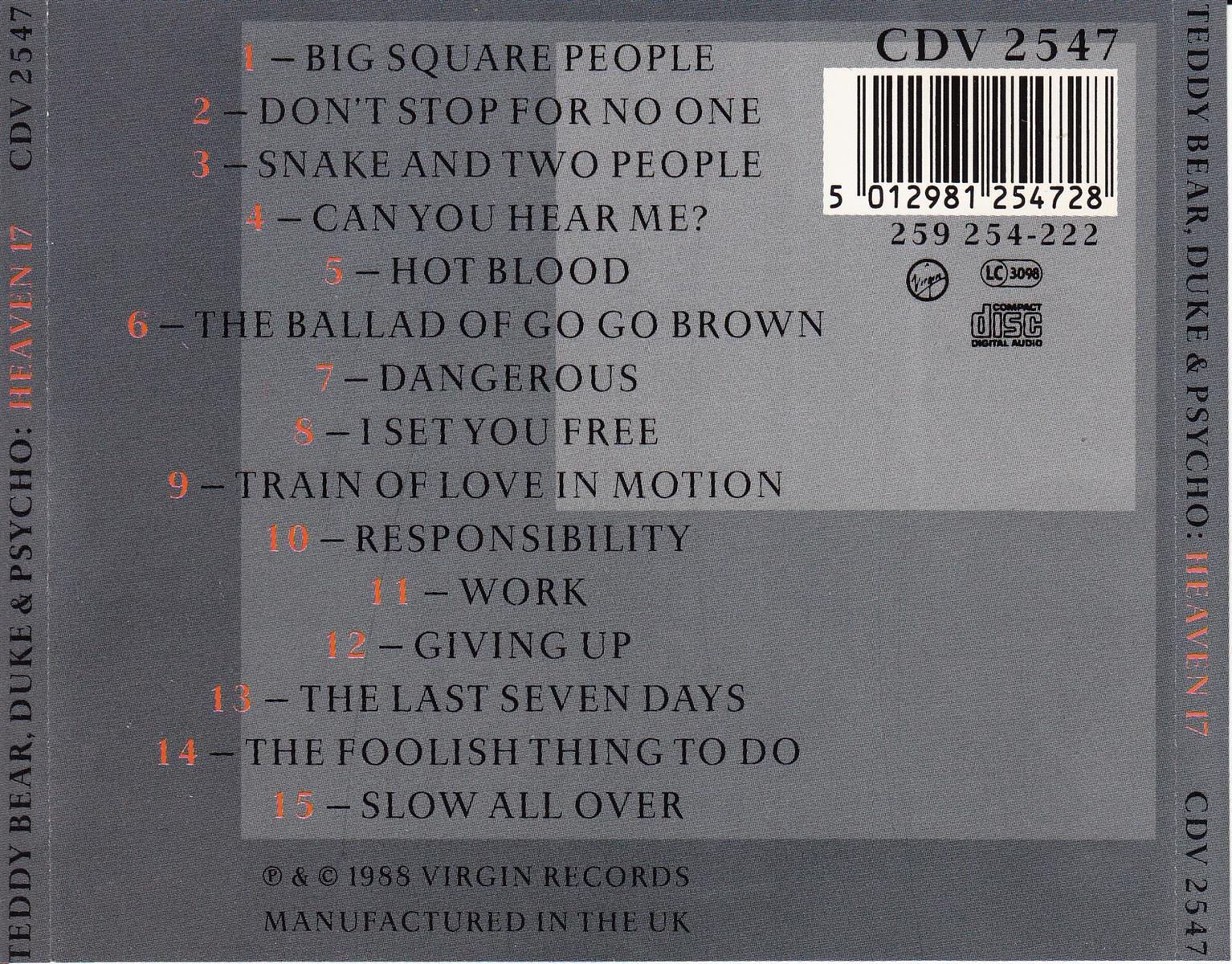 Heaven 17 - Teddy Bear, Duke & Psycho