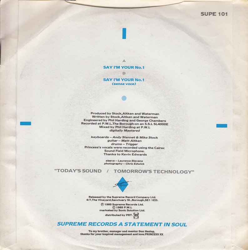 Princess – Say I'm Your No. 1 (UK)