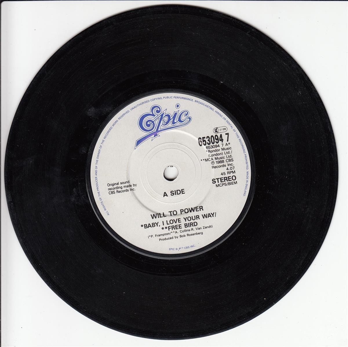 Will To Power - Freebaby (Baby, I Love Your Way / Freebird) (UK)